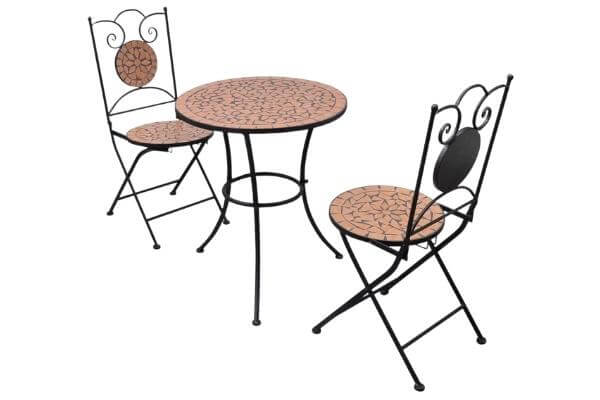Bistrosæt med terrakotta keramikfliser havemøbelsæt
